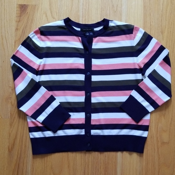 Ann Taylor Sweaters - Ann Taylor Striped Button-down Cardigan Size M